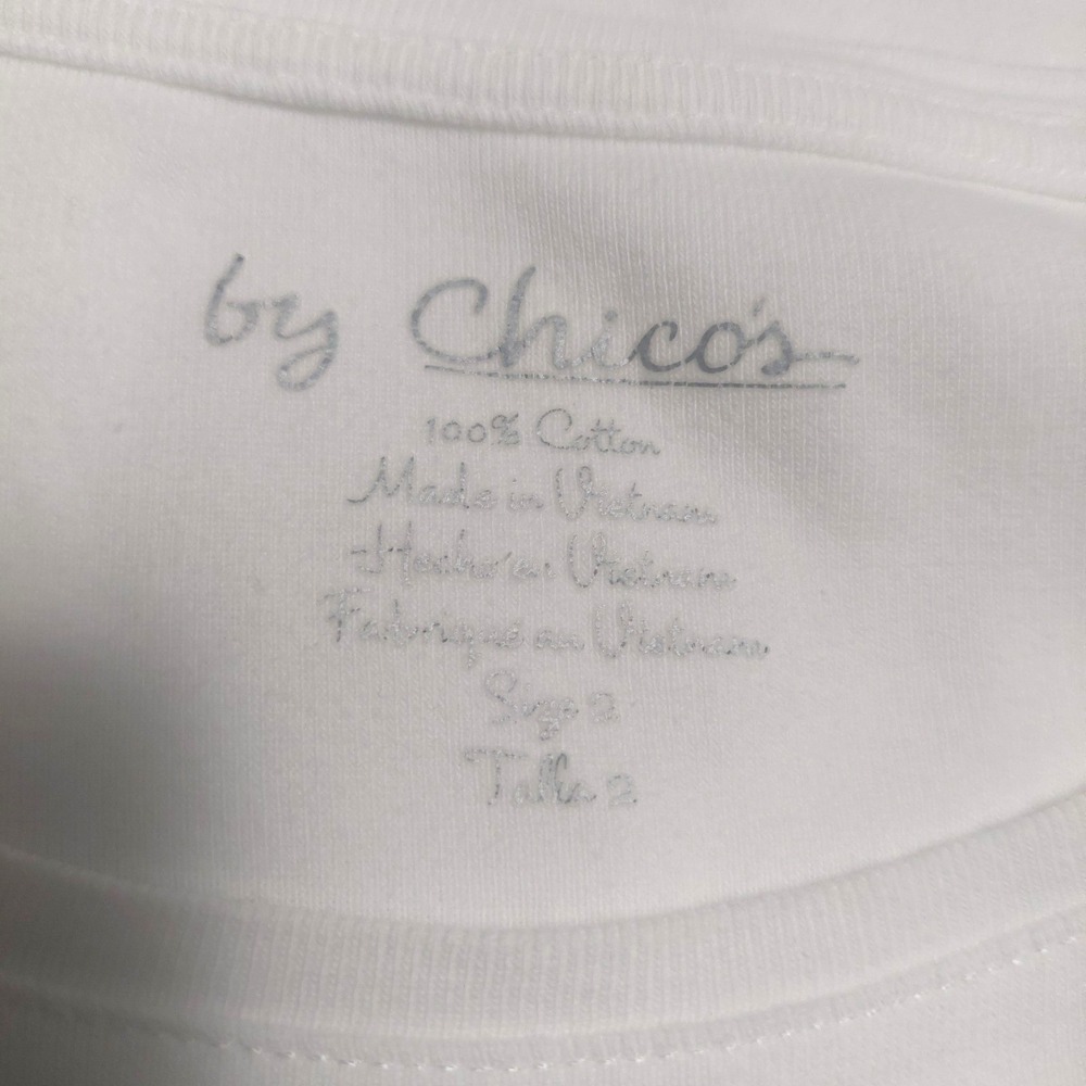 Chico's Womens 2 (US12) White Pullover Tee Top Short Sleeves Round Neck Cotton - Picture 5 of 7